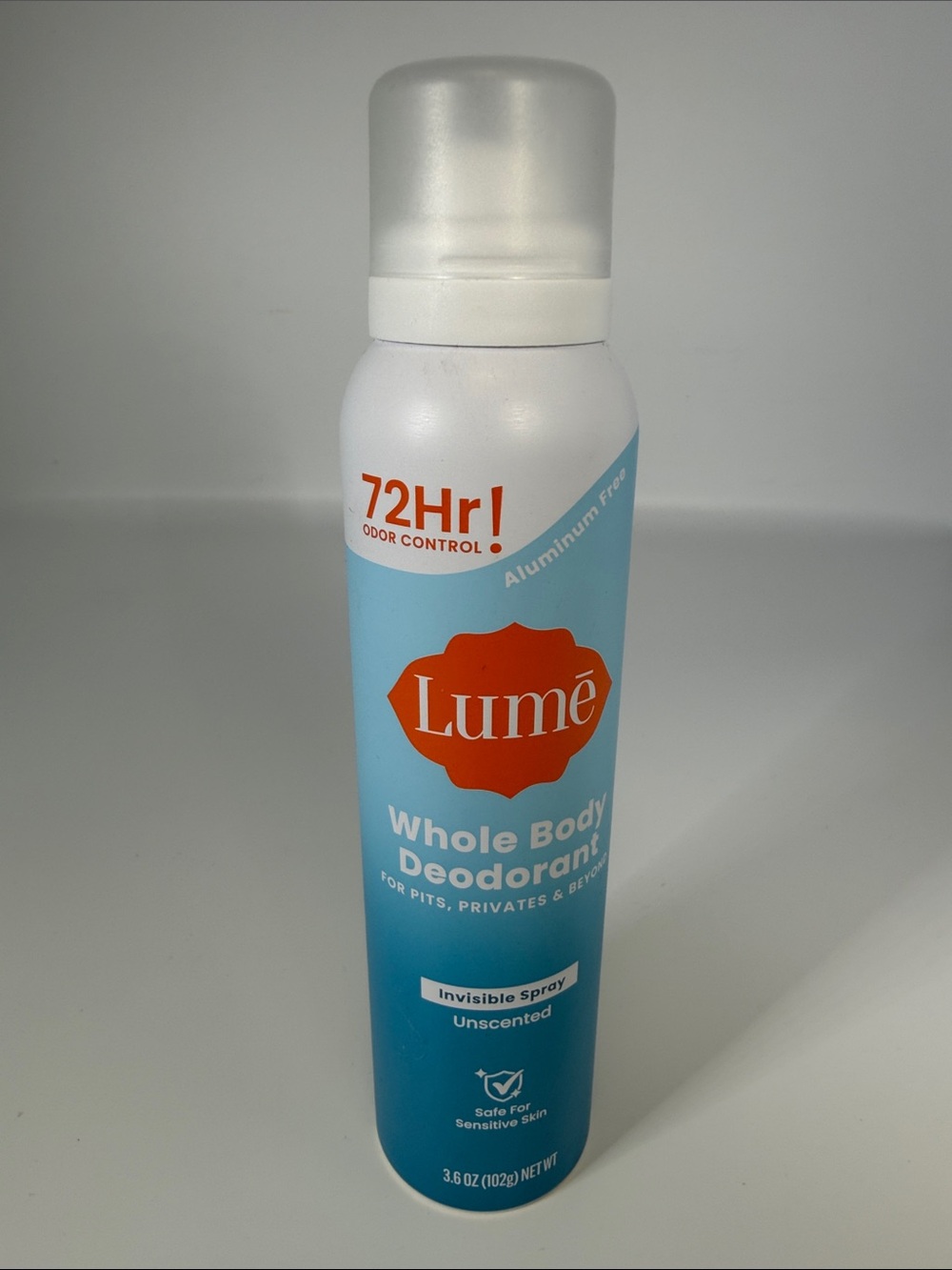Lumē Whole Body Deodorant Spray - Unscented Sky Blue